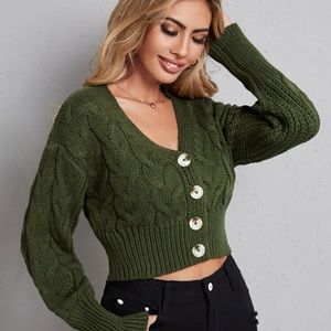 cable knit button cardigan